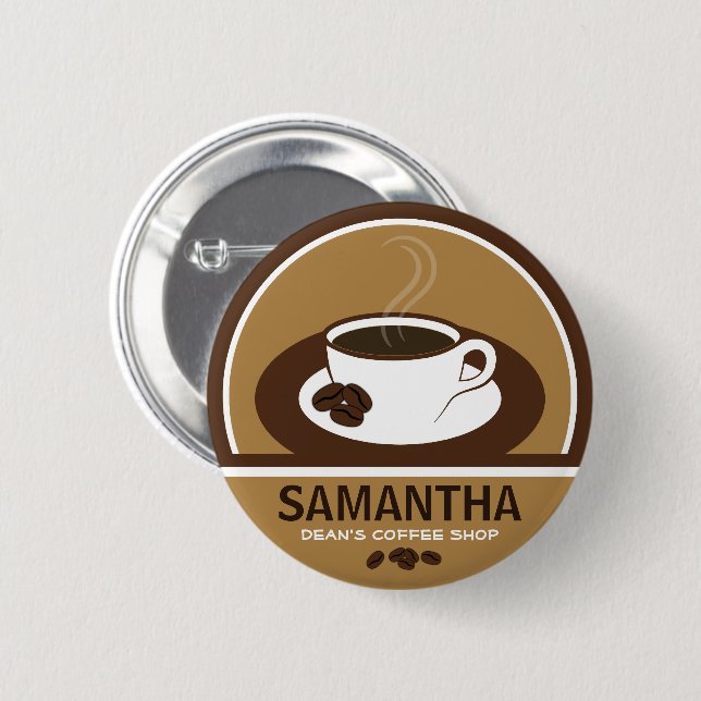 Coffee Cup Coffee Shop Café Personalausweis Tags Button (Vorne & Hinten)