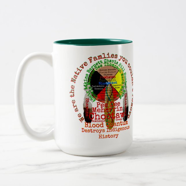 Coffee Cup Indigenous family Totem  Zweifarbige Tasse (Links)