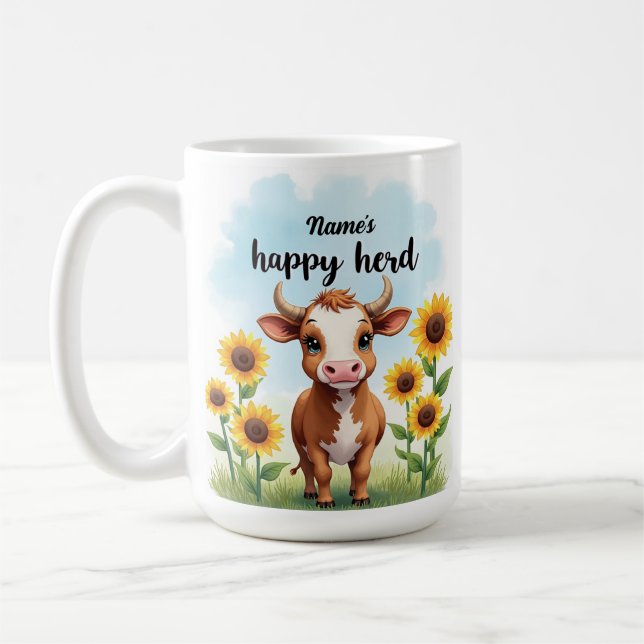 Coffee Cup mit Sonnenblumen in Aquarell Kaffeetasse (Links)