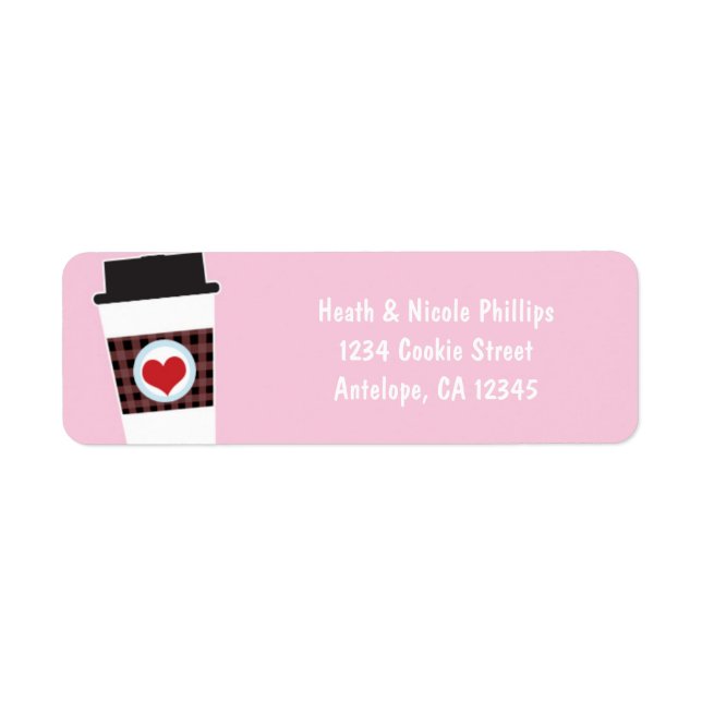 Coffee Cup Valentines Party-Adressetikett (Vorne)