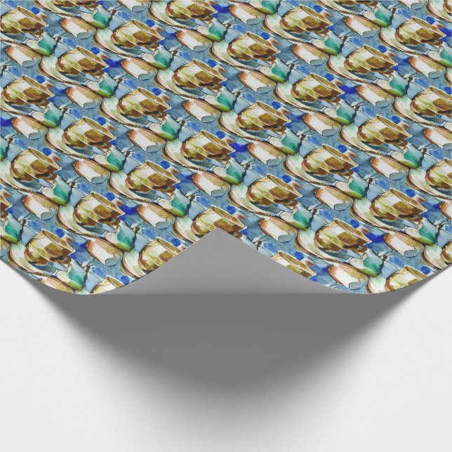 Coffee Cups Collage Watercolor Muster Geschenkpapier (Ecke)