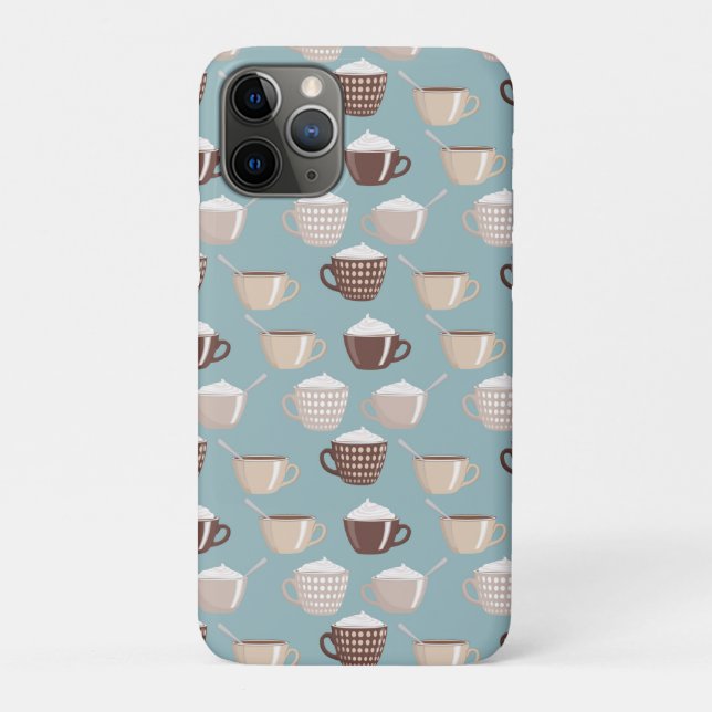 Coffee Cups Cream Caffeine Lover Pastel Blue Brown Case-Mate iPhone Hülle (Rückseite)