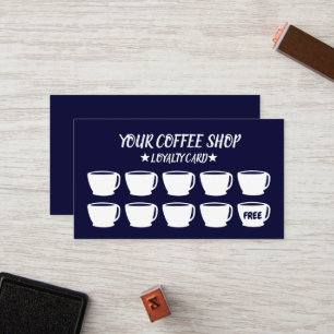 Coffee Cups Navy Blue Café Kundenloyalty Treuekarte