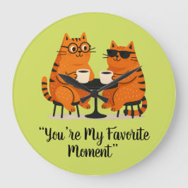 Coffee Date Cat Couple Wall Clock Große Wanduhr