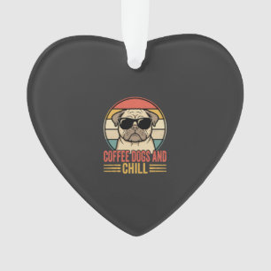 Coffee Dogs und Chill Retro Mops Ornament