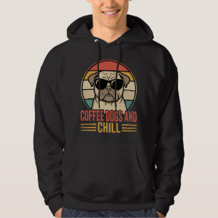 Coffee Dogs und Chill Retro Pug Hoodie