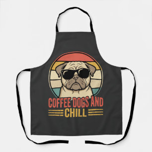 Coffee Dogs und Chill Retro Pug Schürze