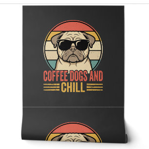 Coffee Dogs und Chill Retro Pug Tapete