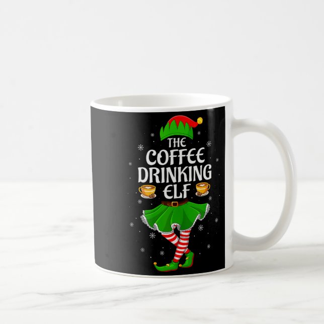 Coffee Drinking Elf Christmas Girls Women Elf Squa Kaffeetasse (Rechts)