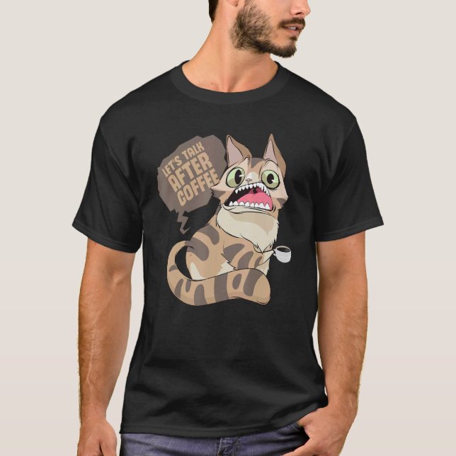 Coffee Drinking Lazy Ignorant Cat T-Shirt (Vorderseite)