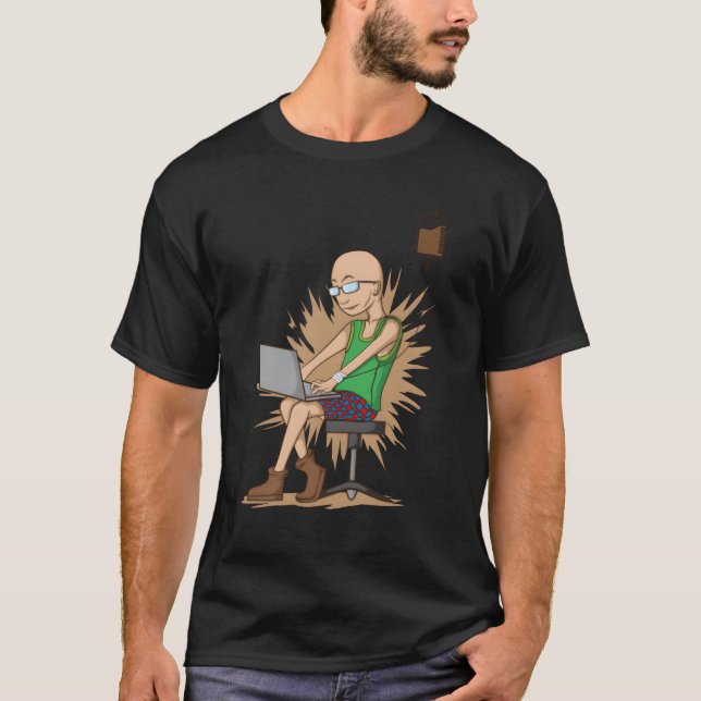Coffee drinking Nerd chopping hangs on Coffee Drip T-Shirt (Vorderseite)