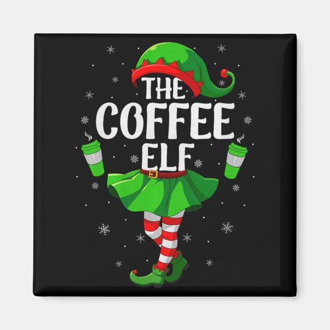 Coffee Elf Christmas Girls Women Elf Squad Xmas Fa Magnet (Vorne)