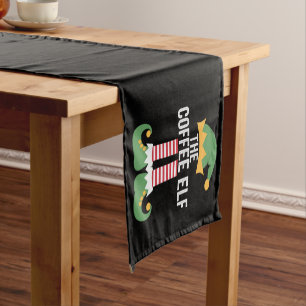 Coffee-Elfen-Familien-Matching-Gruppe Weihnachten Kurzer Tischläufer