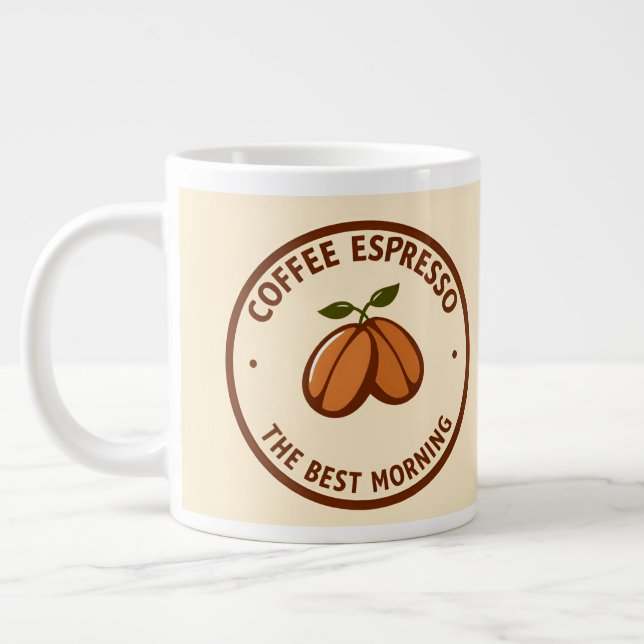Coffee Espresso Label mit zeitgenössischem Design Jumbo-Tasse (Links)