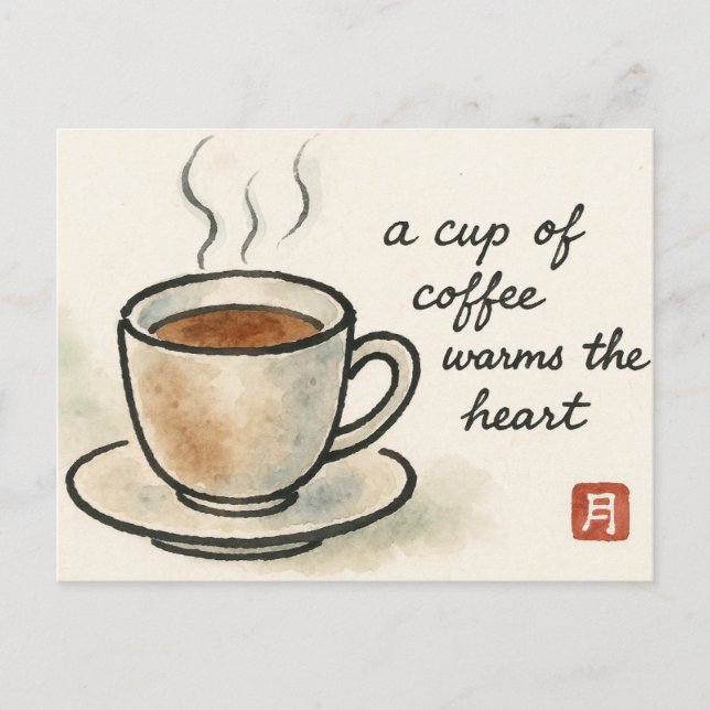Coffee Etegami Postcard Postkarte (Vorderseite)