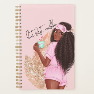 Coffee Faux Glitter Girl Haar Rose Pink   Planer