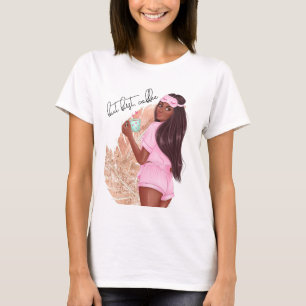 Coffee Faux Glitter Mädchen Rotes Haar Braun Pink  T-Shirt