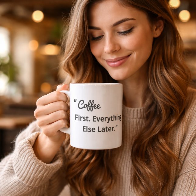 Coffee First Everything Else Later Kaffeetasse (Von Creator hochgeladen)
