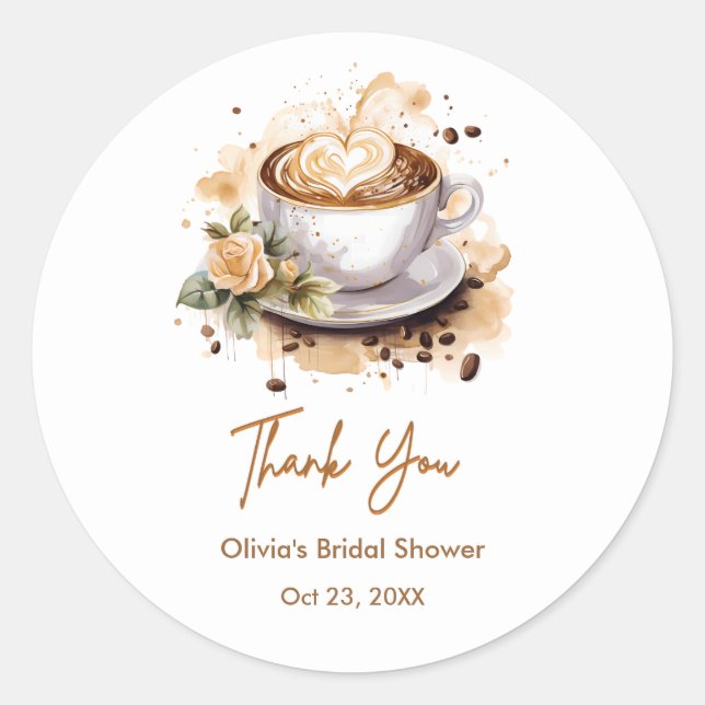 Coffee Floral Love is Brewing Bridal Shower Runder Aufkleber (Vorderseite)