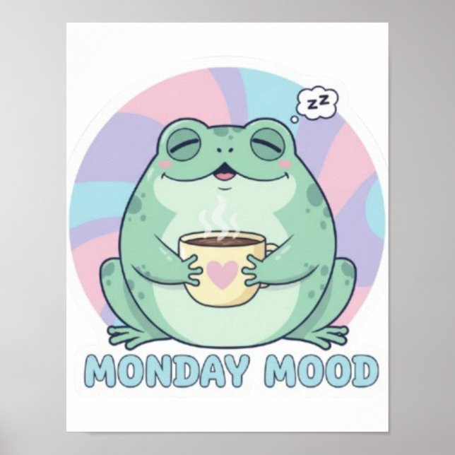 Coffee Frog Poster Cute Frog Drinking Coffee Cozy  (Vorne)