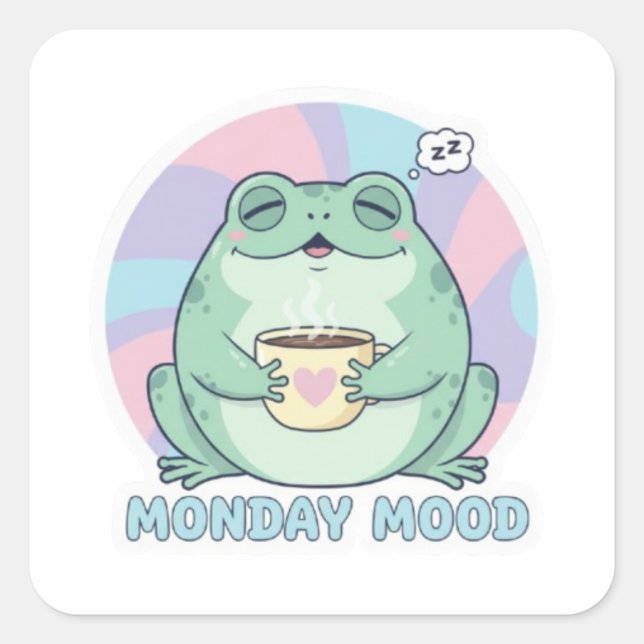 Coffee Frog Sticker Cute Frog Drinking Coffee Funn (Vorderseite)