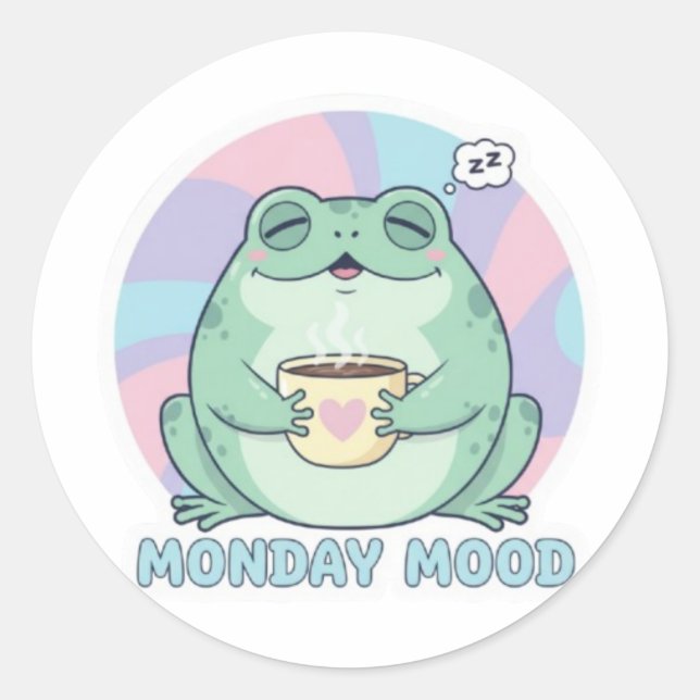 Coffee Frog Sticker Cute Frog Drinking Coffee Funn (Vorderseite)