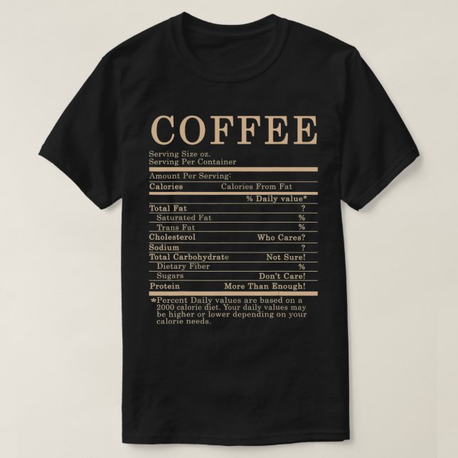 Coffee Funny Nutrition Facts Erntedank Christma T-Shirt (Design vorne)