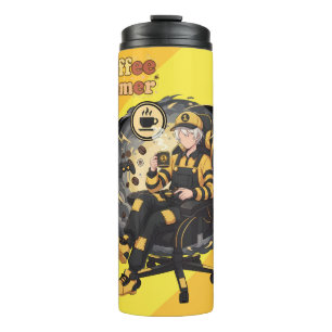 Coffee-Gamer-Anime-Junge-Gelbes-Ästhetik-Kunst Thermosbecher
