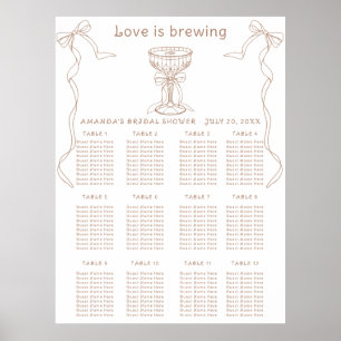 Coffee Hand Drawn Brautparty Sitzkarte Poster