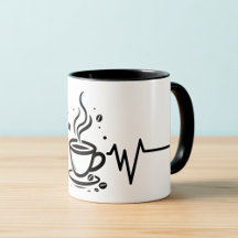 Coffee Heartbeat One-Line Art Mug