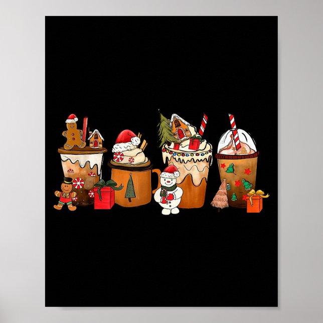 Coffee Hot Cocoa Merry Christmas Xmas Family Pajam Poster (Vorne)