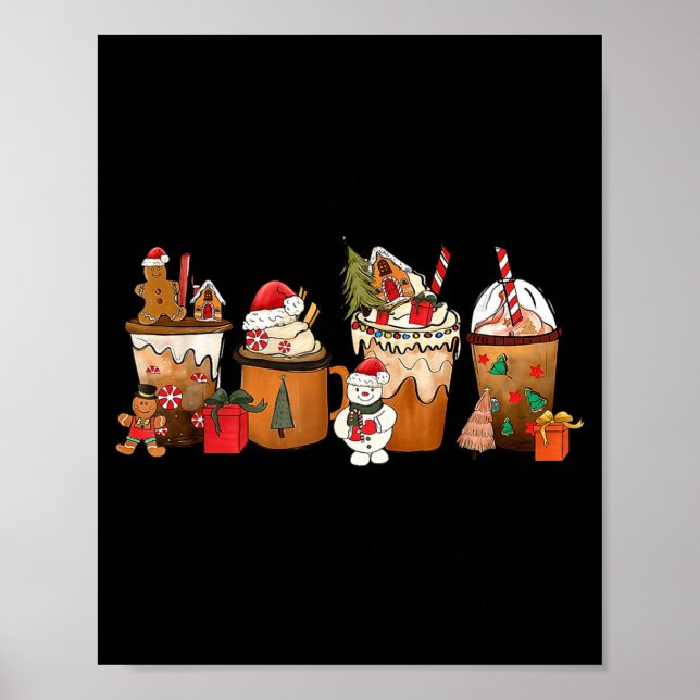 Coffee Hot Cocoa Merry Christmas Xmas Family Pajam Poster (Vorne)