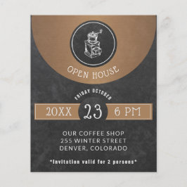 Coffee House Logo Open House Kupfer und Black Flyer