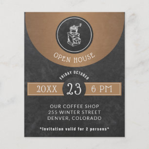 Coffee House Logo Open House Kupfer und Black Flyer