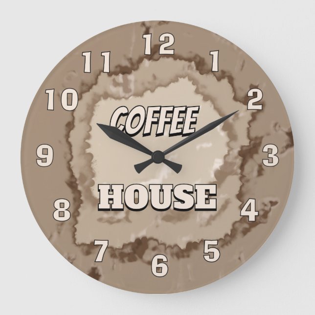 Coffee House Rustic Große Wanduhr (Vorderseite)