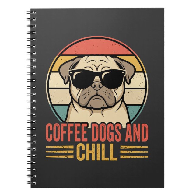 Coffee Hunde und Chill Retro Pug Notizblock (Vorderseite)