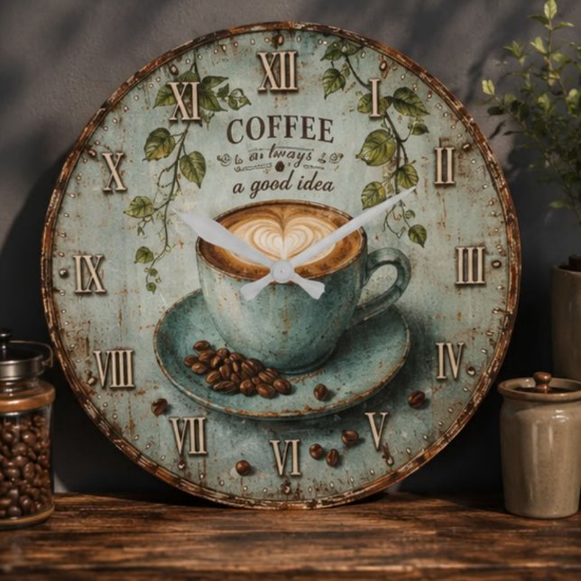 Coffee Is Always a Good Idea Große Wanduhr (Von Creator hochgeladen)