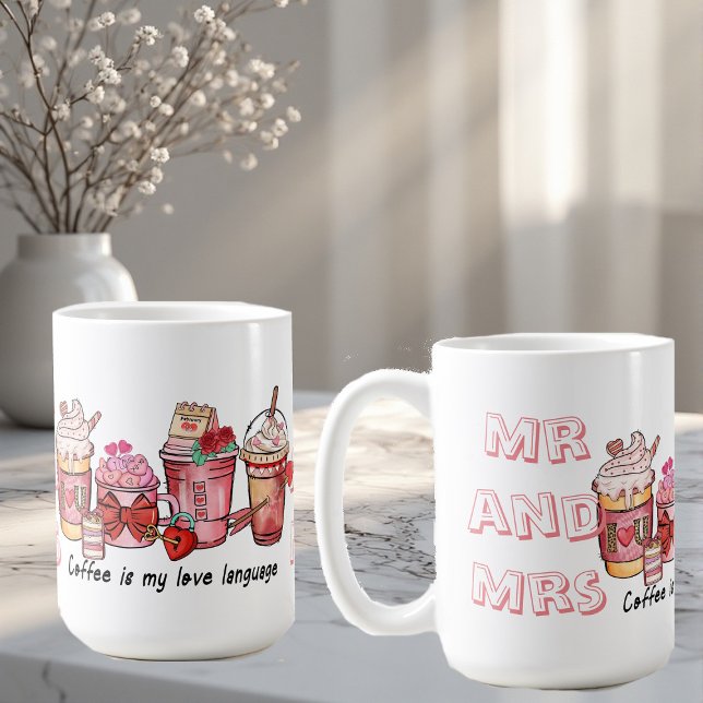 Coffee is My Love Language Couple Mr and Mrs Funky Kaffeetasse (Coffee is My Love Language Couple Mr and Mrs Funky Coffee Mug)