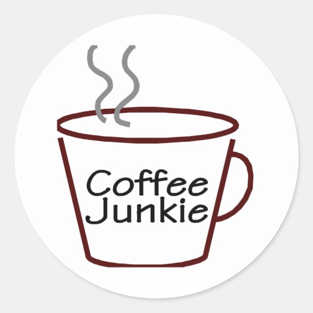Coffee Junkie Runder Aufkleber (Vorderseite)