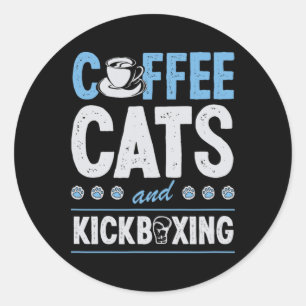 Coffee Katzen und Kickboxen Süß Lustig Kickboxer C Runder Aufkleber