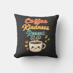Coffee Kindness Repeat Cute Retro Coffee Kissen