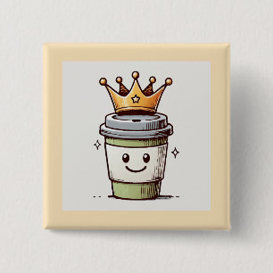 Coffee King Kawaii Button