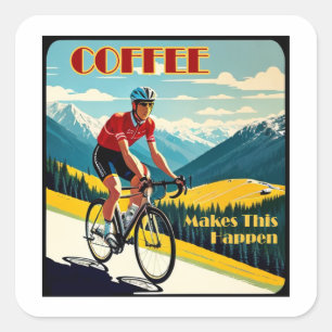 Coffee lässt Radfahren geschehen Quadratischer Aufkleber