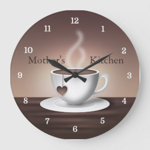 Coffee Latte Kitchen Clock Große Wanduhr
