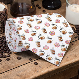 Coffee Latte Lovers Custom Necktie Krawatte