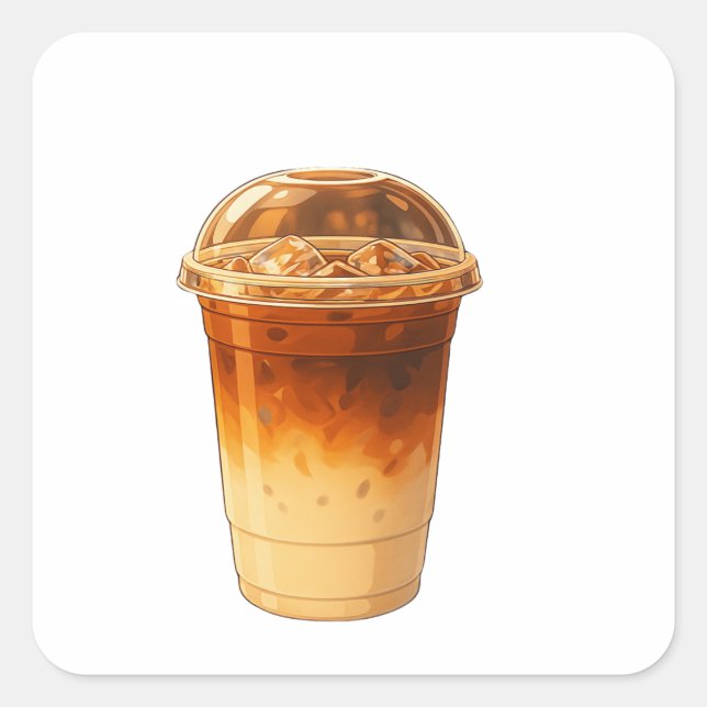 coffee latte quadratischer aufkleber (Vorderseite)