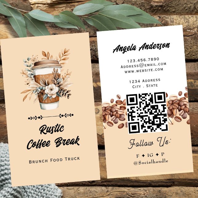 Coffee Latte Trend QR-Code und Website Visitenkarte (Von Creator hochgeladen)