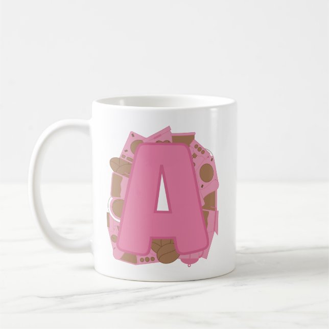 Coffee Letter A: Monogram Initial  Kaffeetasse (Links)