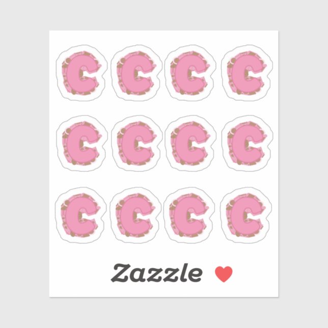 Coffee Letter C: Monogram Initial Sheet Aufkleber (Blatt)