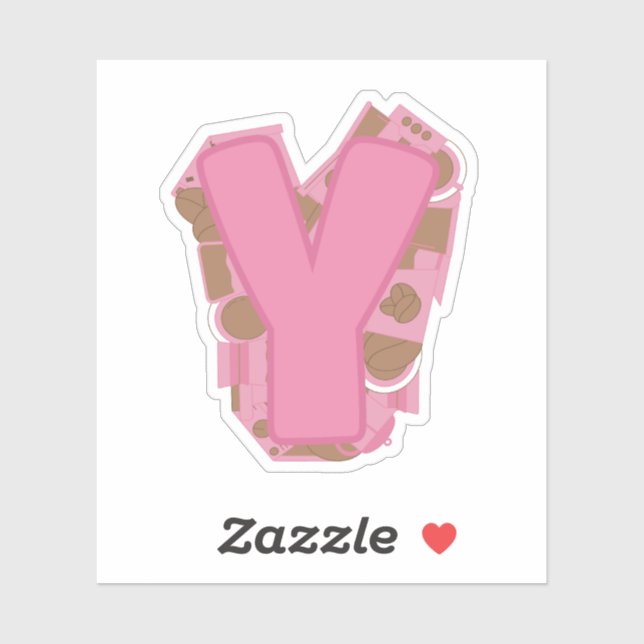 Coffee Letter Y: Monogram Initial  Aufkleber (Blatt)